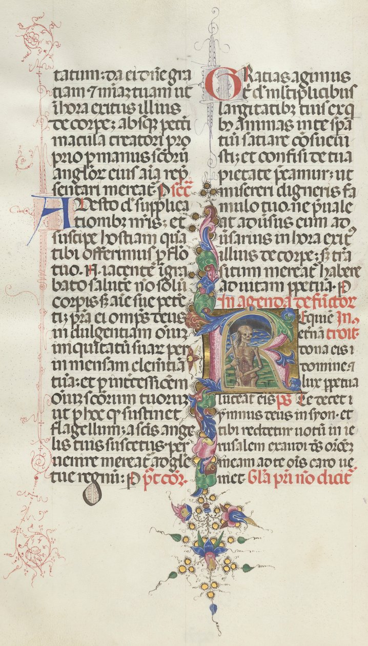 Missale：Fol。 387v：死神は鎌を持つスケルトン、1469年。 作： バルトロメオ・カポラリ