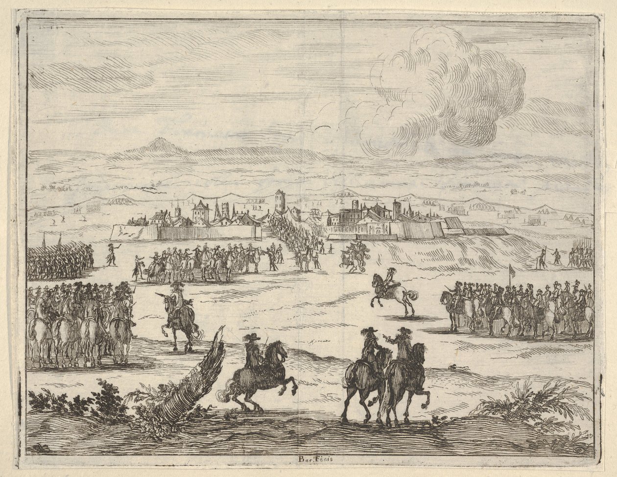 長い包囲戦の後、フランチェスコ 1 世デステはフランス軍の支援を受けて、1659 年にバレンシアを占領します。 作： バルトロメオフェニス