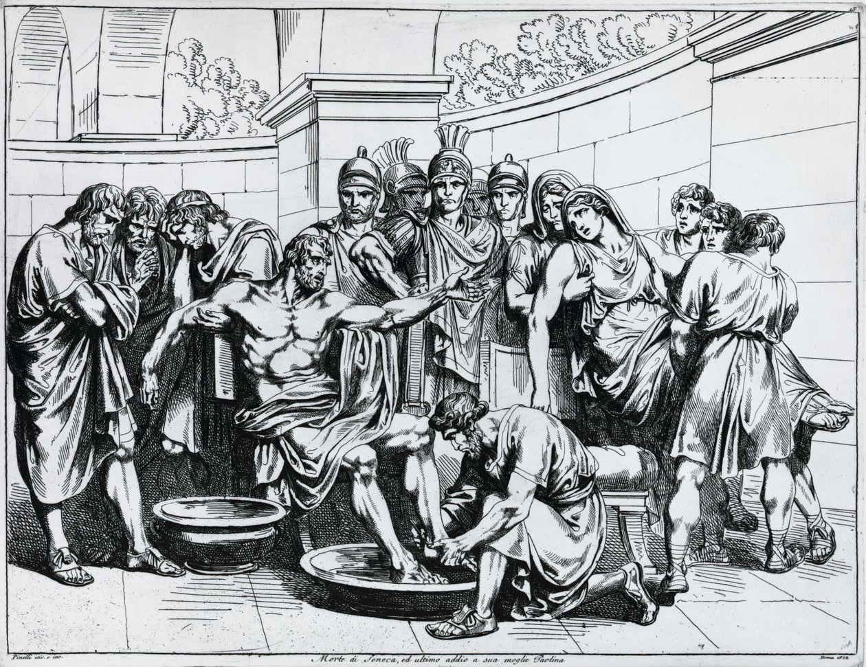セネカの死」バルトロメオ・ピネッリ（1781-1835）の彫刻、「Istoria dell