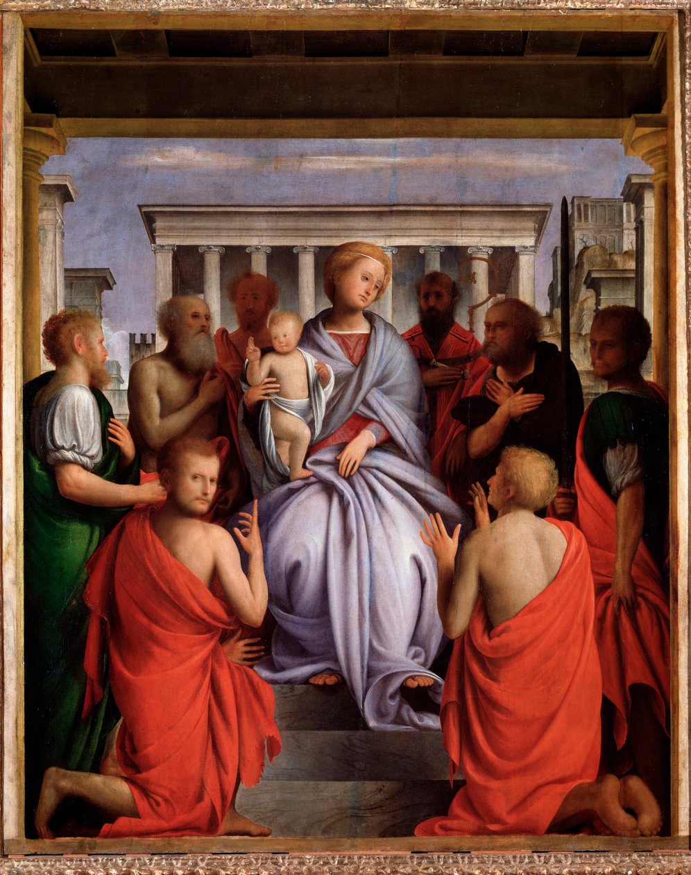 8人の聖人を抱く聖母子」（Madonna col Bambino e otto santi