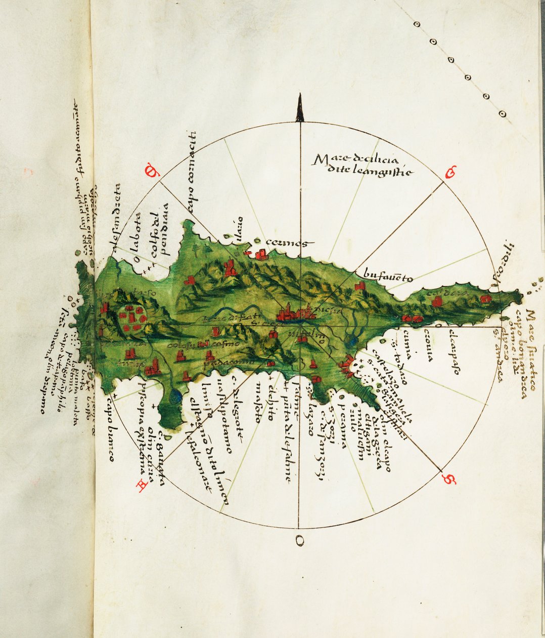 キプロスの地図、1485年頃（ベラム） 作： バルトロメオ・ダ・リ・ソネッティ
