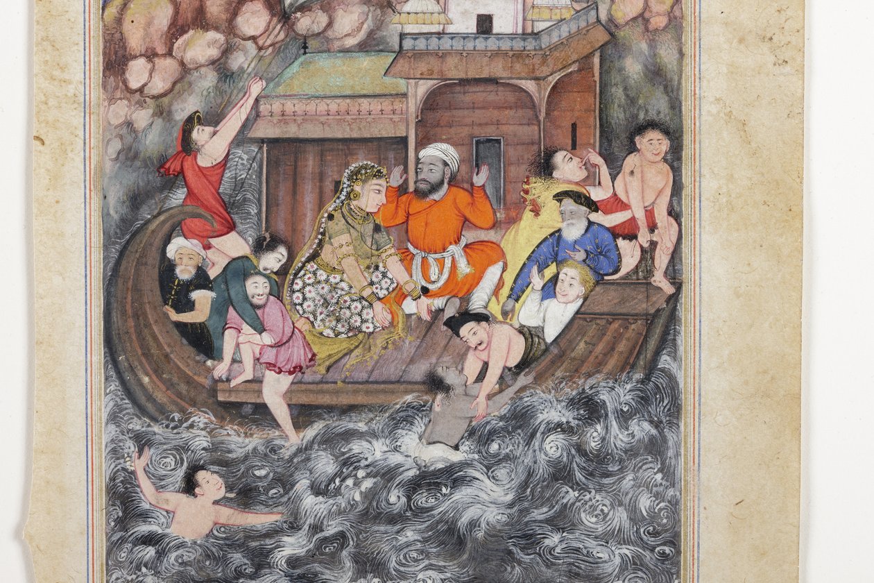 海の嵐》のディテール 1560-65年頃 不透明水彩・金・紙 作： バサワンバサワン