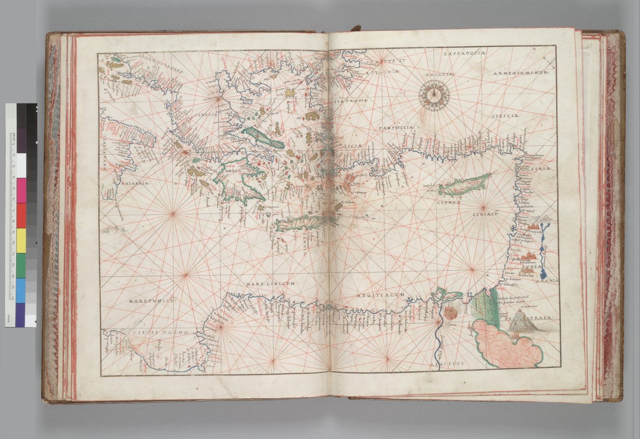東地中海とエーゲ海。 Battista Agnese、PORTOLAN ATLAS（イタリア約1550） 作： バッティスタ・アグネーゼ