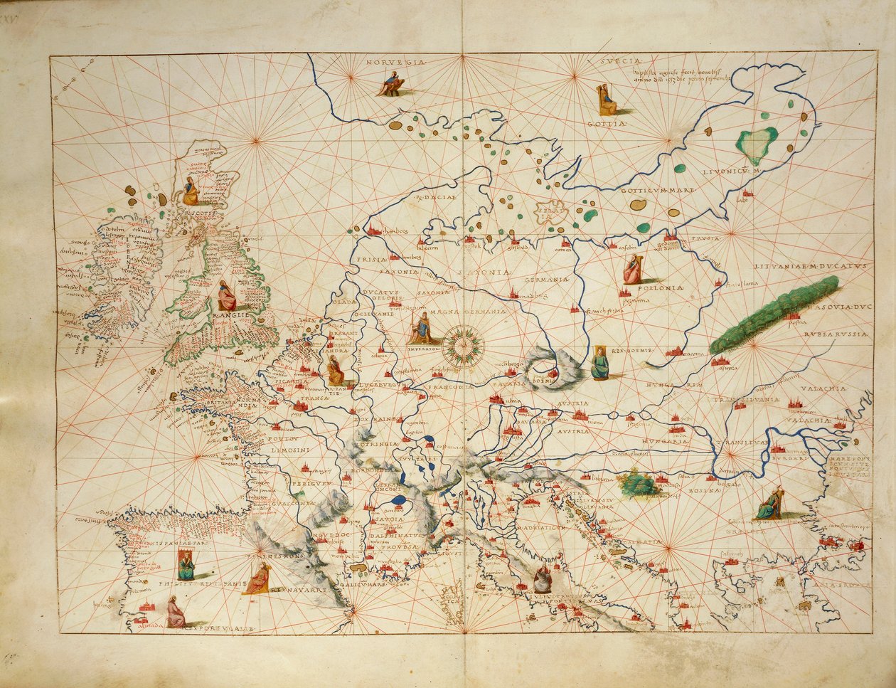 ヨーロッパ（Battista Agnese著『Atlas of World in thirty-three Maps』より 作： バッティスタ・アグネーゼ