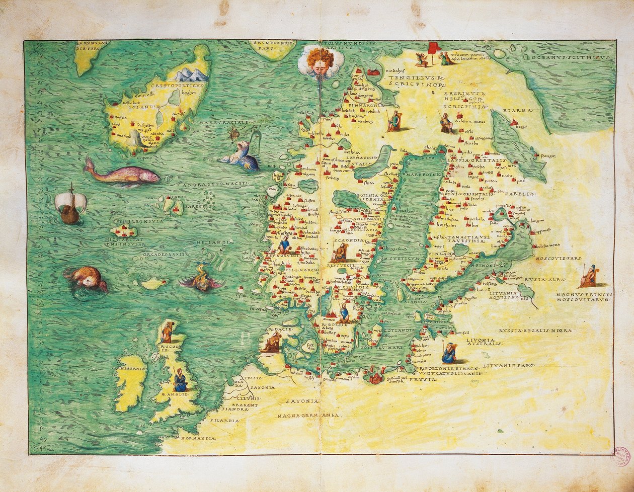 北欧、Battista Agnese著「33枚の地図で見る世界の地図」より 作： バッティスタ・アグネーゼ