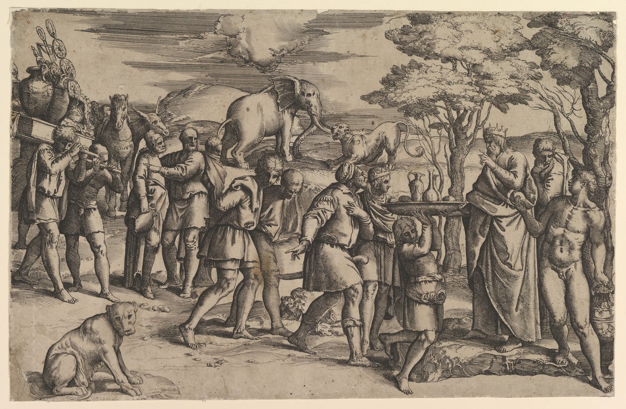 アブラハムにパンとワインを提供するメルキゼデク, ca. 1547年。 作： バティスタ・フランコ・ベネツィアーノ