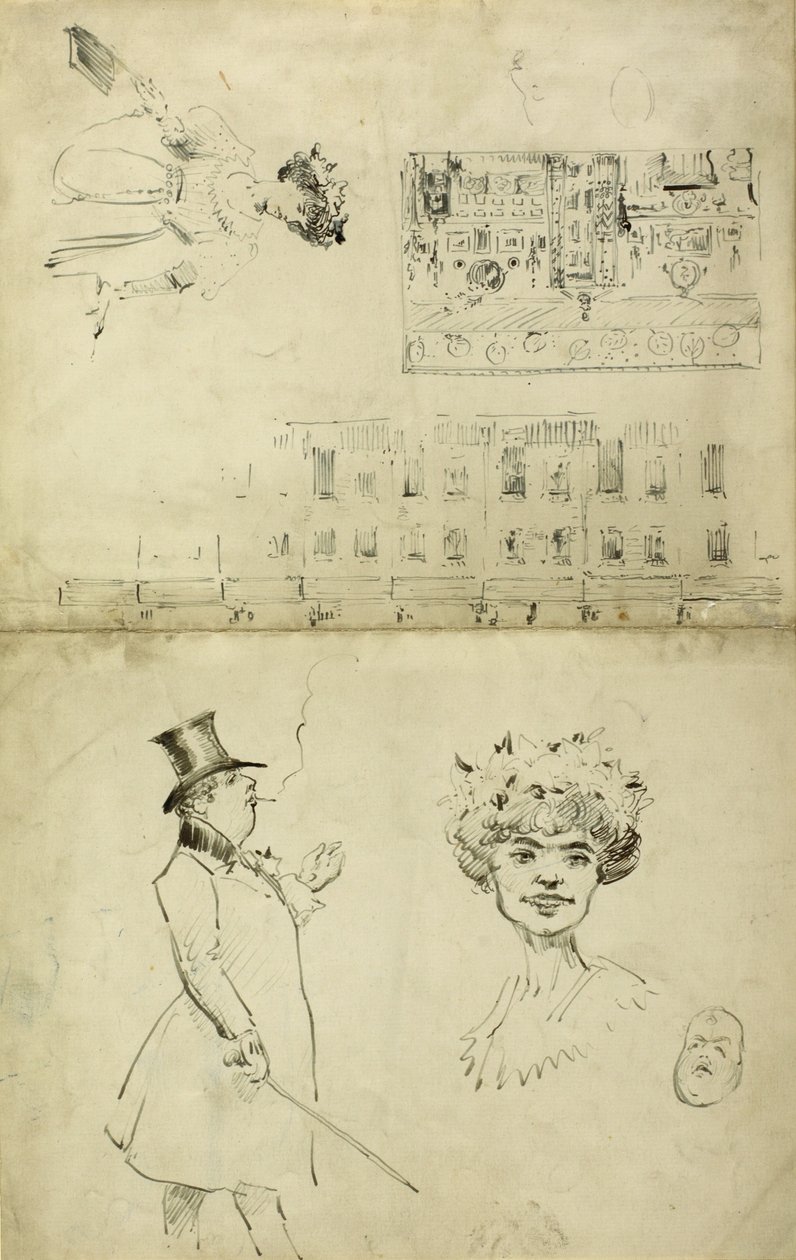 オスカーワイルドの風刺画、1882-84 作： ビアトリクスウィスラー