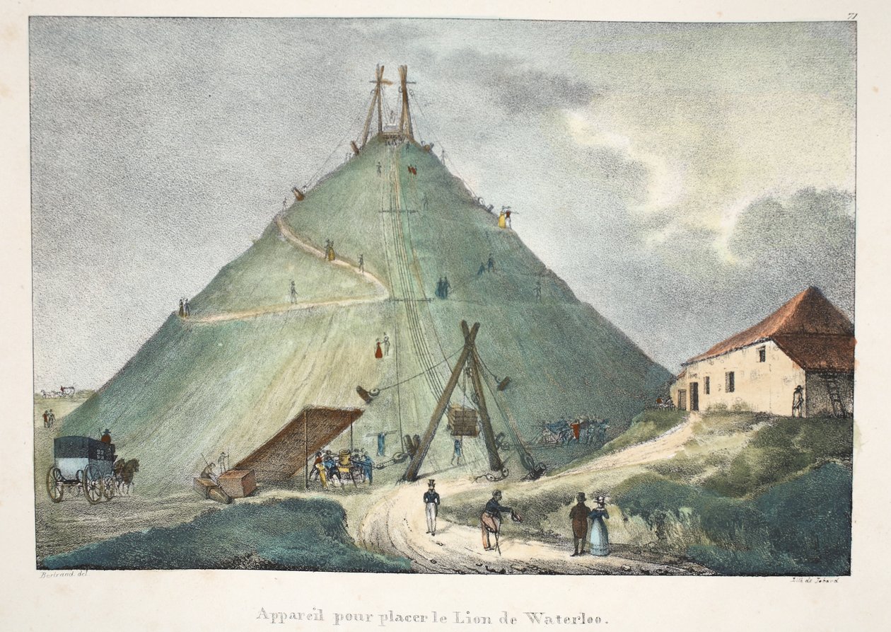 ウォータールーのライオンを配置するための装置、1895年頃（フォトクロム） 作： ベルギーの学校