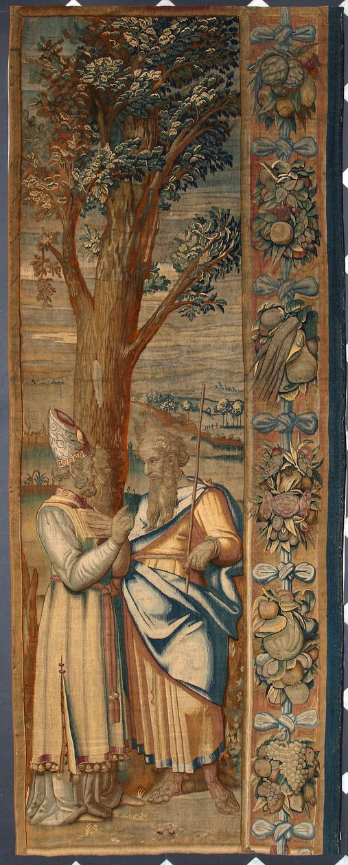 ルカ・カンビアソ（1527-1584）のカルトンに倣い、ブリュッセルの工房で1561-1564年に製作された、ディオニス・マルテンツによるモイーズとジェスロのタペストリー。390x585.5 cm ジェネス、ストラダ・ヌオーヴァ美術館 作： ベルギーの学校
