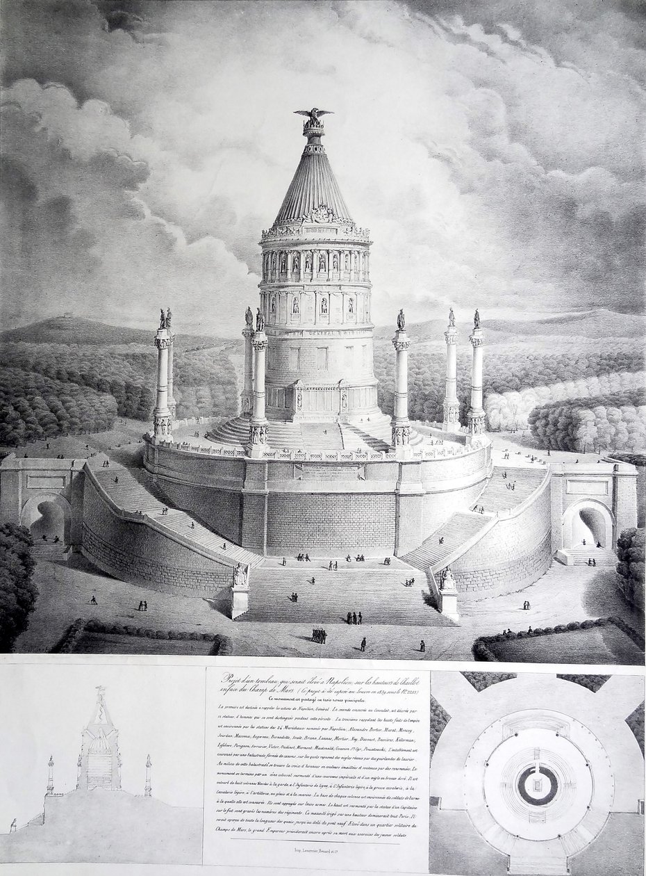 シャンドマルスの前のシャイヨの高さでナポレオンに建てられる墓のプロジェクト 作： Benard et Cie Imprimerie Lemercier