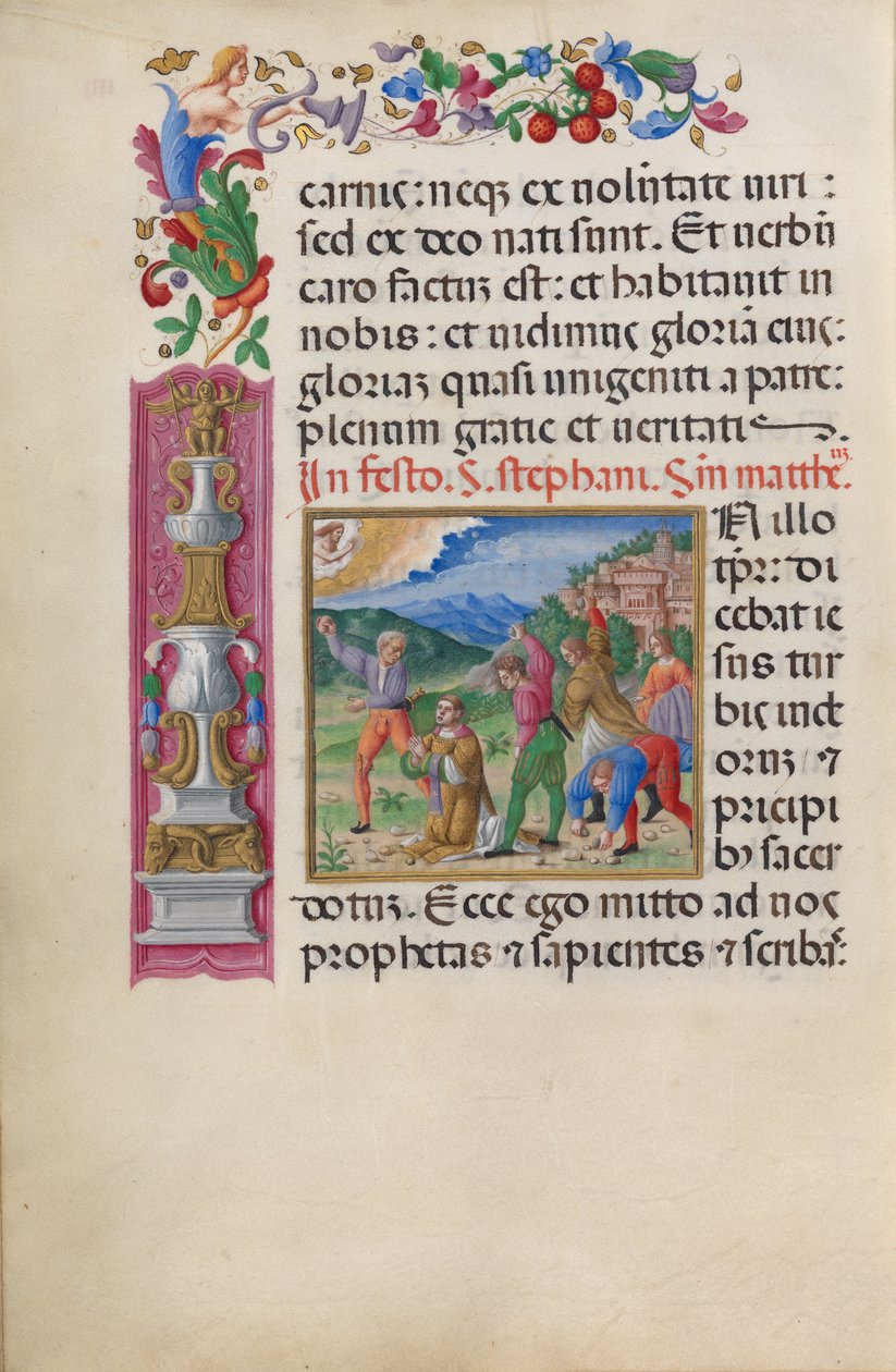 聖ステファノの殉教。サンタ・ジュスティーナの福音書」より（CBL W.107, f.4v） 作： ベネデット・ボルドン