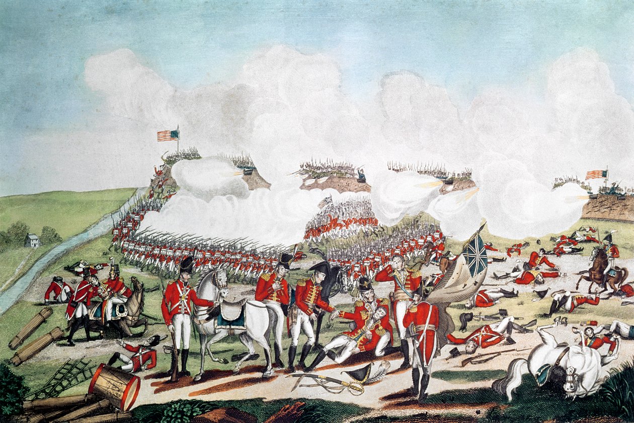 ジョセフイェーガー（c.1792-1859）によって彫刻された1815年1月8日、ニューオーリンズの戦いとパケナム少将の死、1817年に出版（手彩色の彫刻） 作： ベンジャミンウェスト