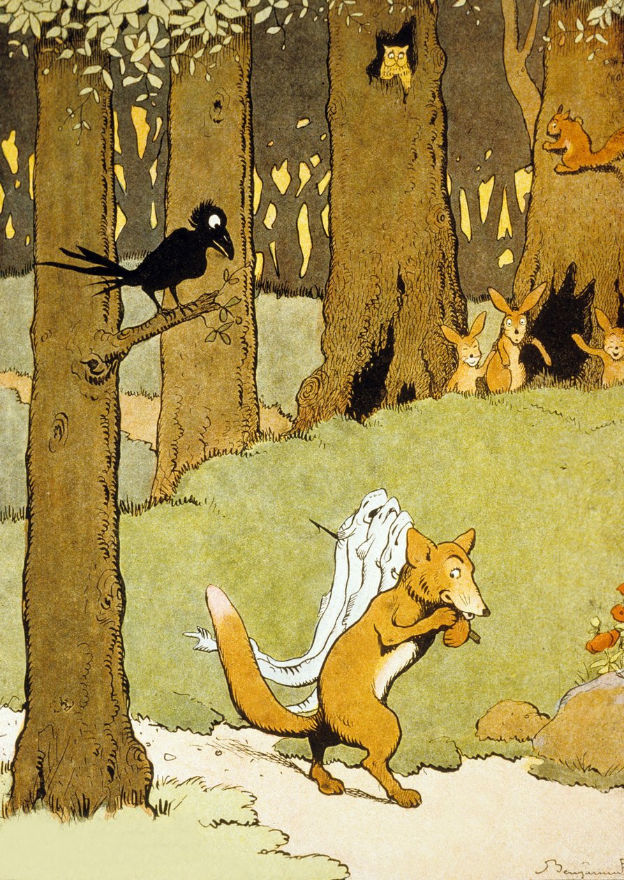 レナードとウナギ、「Le Roman de Renard」のイラスト 作： ベンジャミン・ラビエ