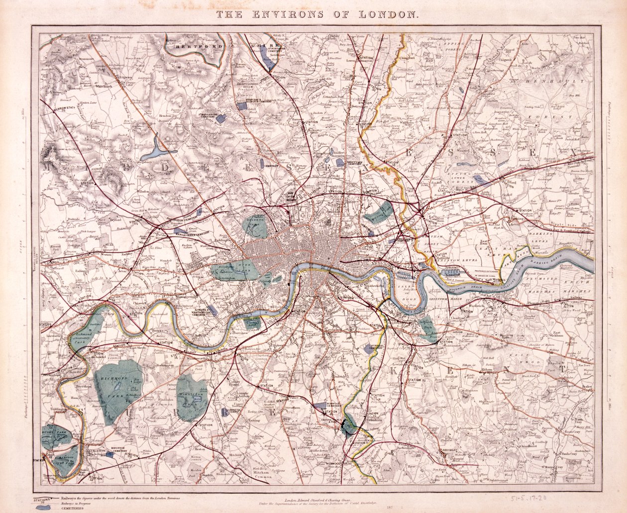 ロンドンの地図、c1860 作： ベンジャミン・リース・デイヴィス