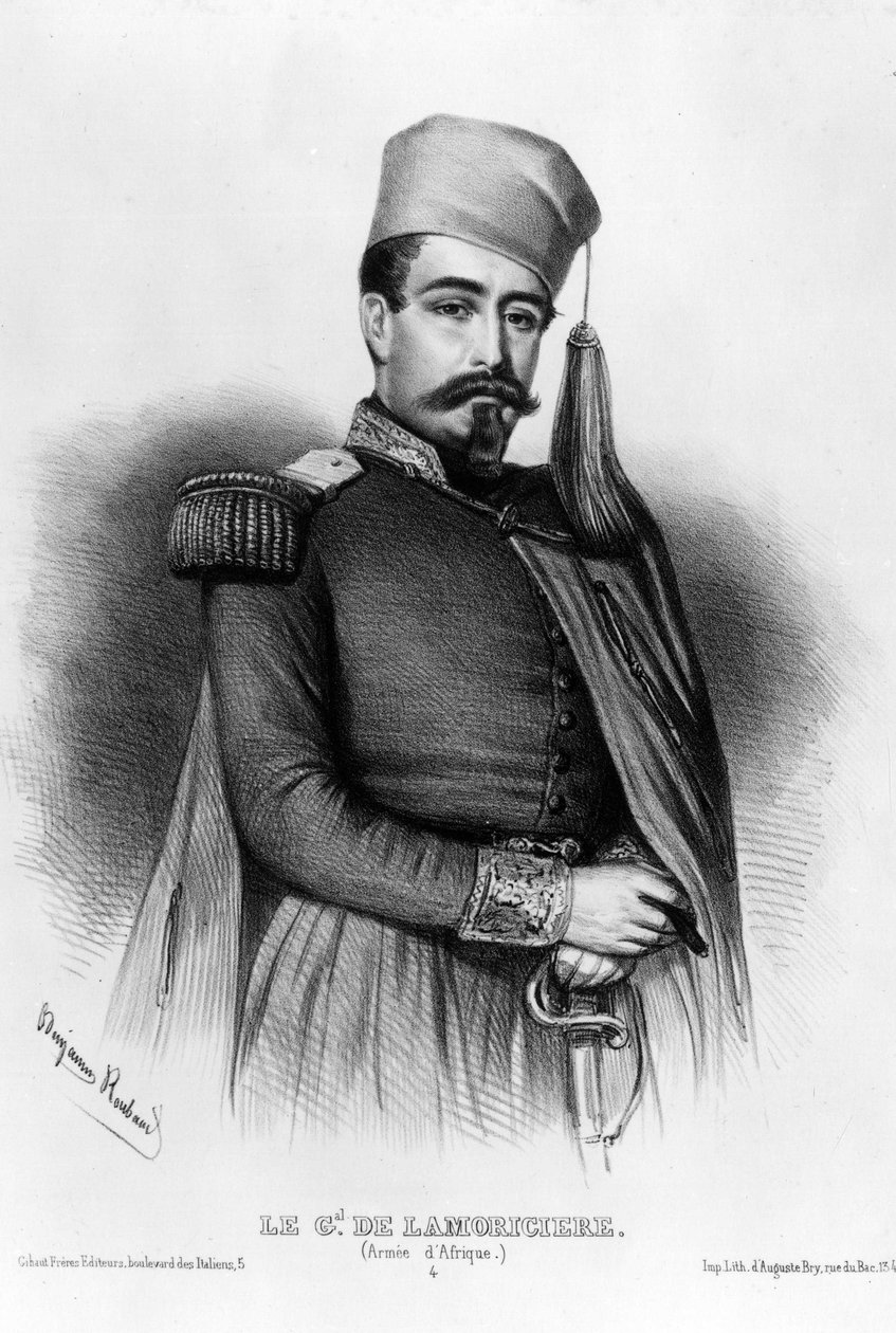 フランス軍総司令官ルイ・ジュコー・ド・ラモリシエール（1806-1865）の肖像（デッサン 作： ベンジャミン・ルーボー