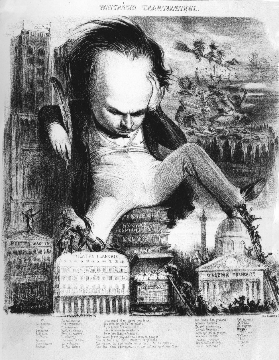 ヴィクトル・ユーゴー（1802～1885）、フランスの作家、ベンジャミンの風刺画。 作： ベンジャミン・ルーボー