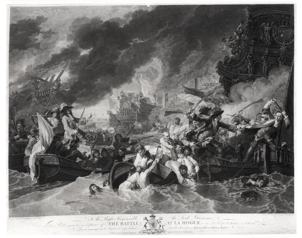ハーグの戦い、1692年5月29日、ウィリアムウォレット（1735-85）1781（アクアチント）によって彫刻 作： ベンジャミンウェスト