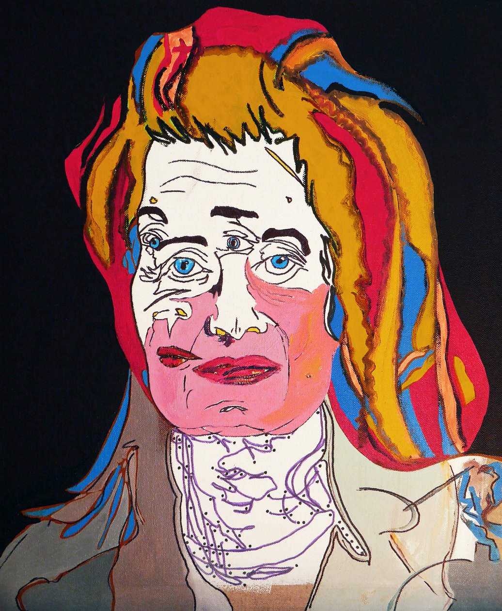 50 Major Writers In History : Elfriede Jelinek, 2015（キャンバスに油彩、アクリル画） 作： ブノワ・エルワン・ブシュロ