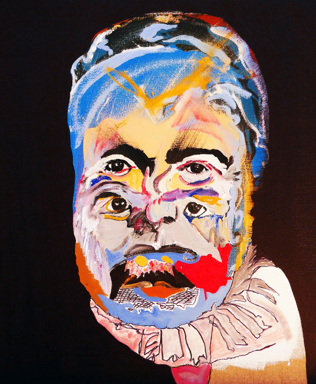 50 Major Writers In History : Ernest Hemingway, 2015（キャンバスに油彩、アクリル画） 作： ブノワ・エルワン・ブシュロ