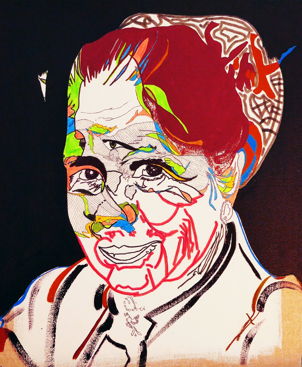 50 Major Writers In History : Marguerite Yourcenar, 2015（油彩、アクリル、キャンバス） 作： ブノワ・エルワン・ブシュロ