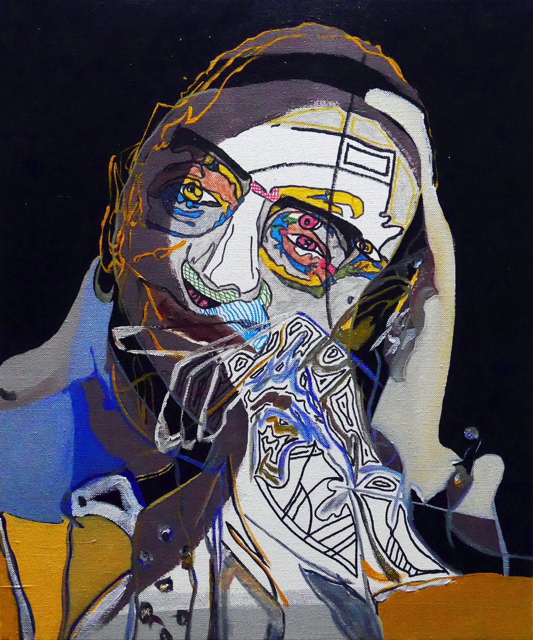 50 Major Writers In History : Michel Foucault, 2015 (キャンバスに油彩、アクリル) 作： ブノワ・エルワン・ブシュロ