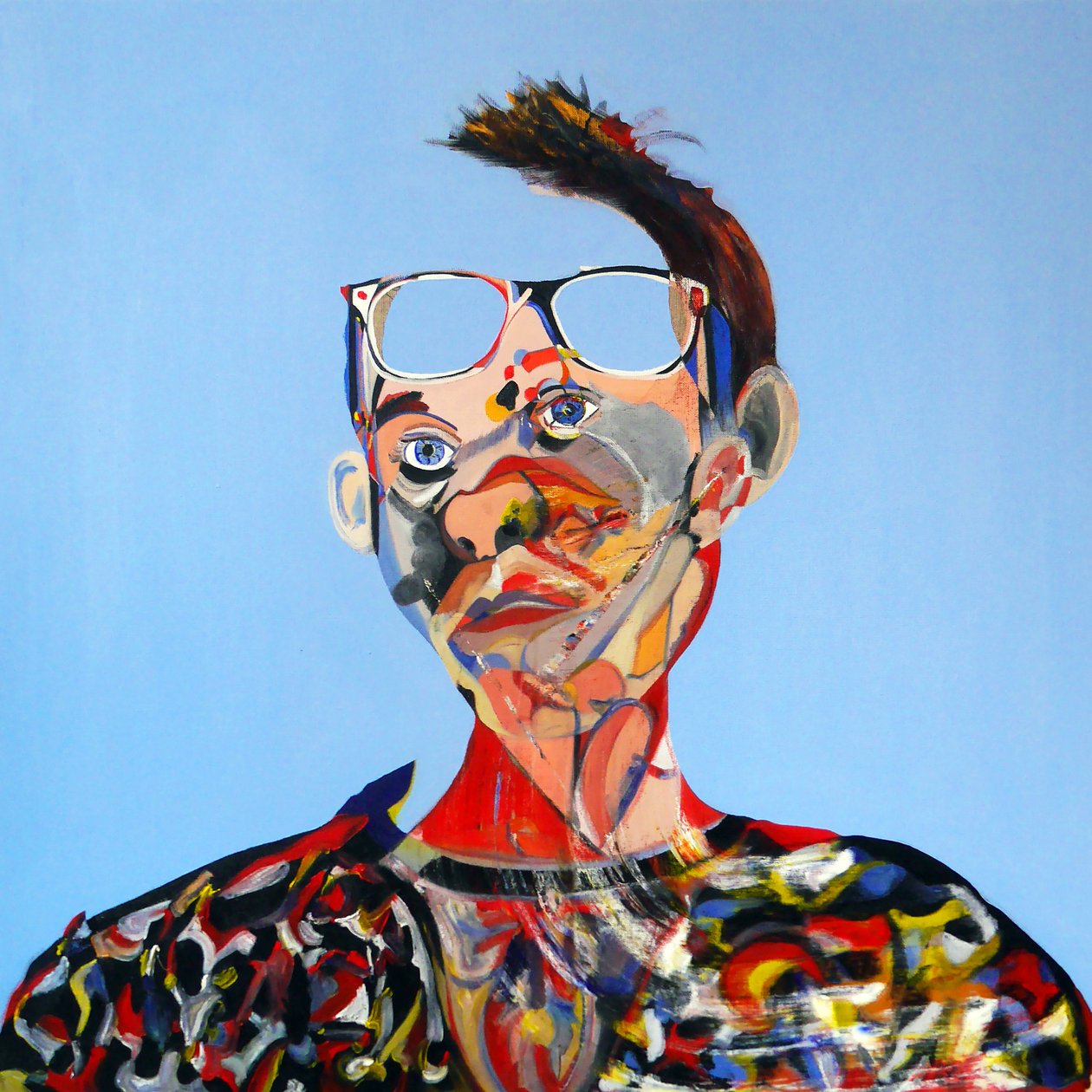 Surautoportrait bleu, 2016（キャンバスに油彩） 作： ブノワ・エルワン・ブシュロ