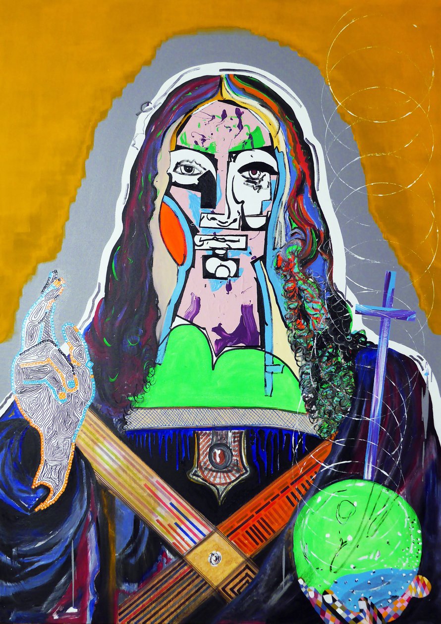Surpeinture : Salvator Mundi, 2020（油彩、紙、アクリル、キャンバス） 作： ブノワ・エルワン・ブシュロ