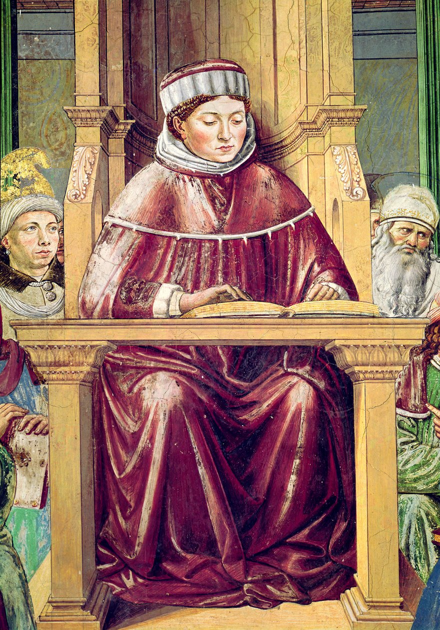ローマの学校での聖アウグスティヌスの修辞学と哲学の詳細、聖アウグスティヌスの生涯、1464-65年 作： ベノッツォディレディディサンドロゴッツォーリ