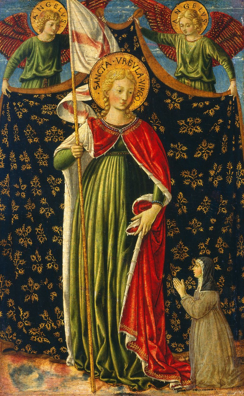 聖ウルスラと二人の天使と寄進者、c. 14551460。 作： ベノゾ・ゴッツォーリ