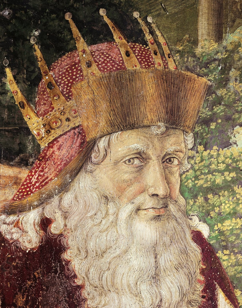ベノッツォ・ゴッツォーリ（1420-1497）作、フレスコ画「マギの行列」。詳細フィレンツェ、パラッツォ・メディチ・リッカルディの礼拝堂。 作： ベノッツォディレディディサンドロゴッツォーリ