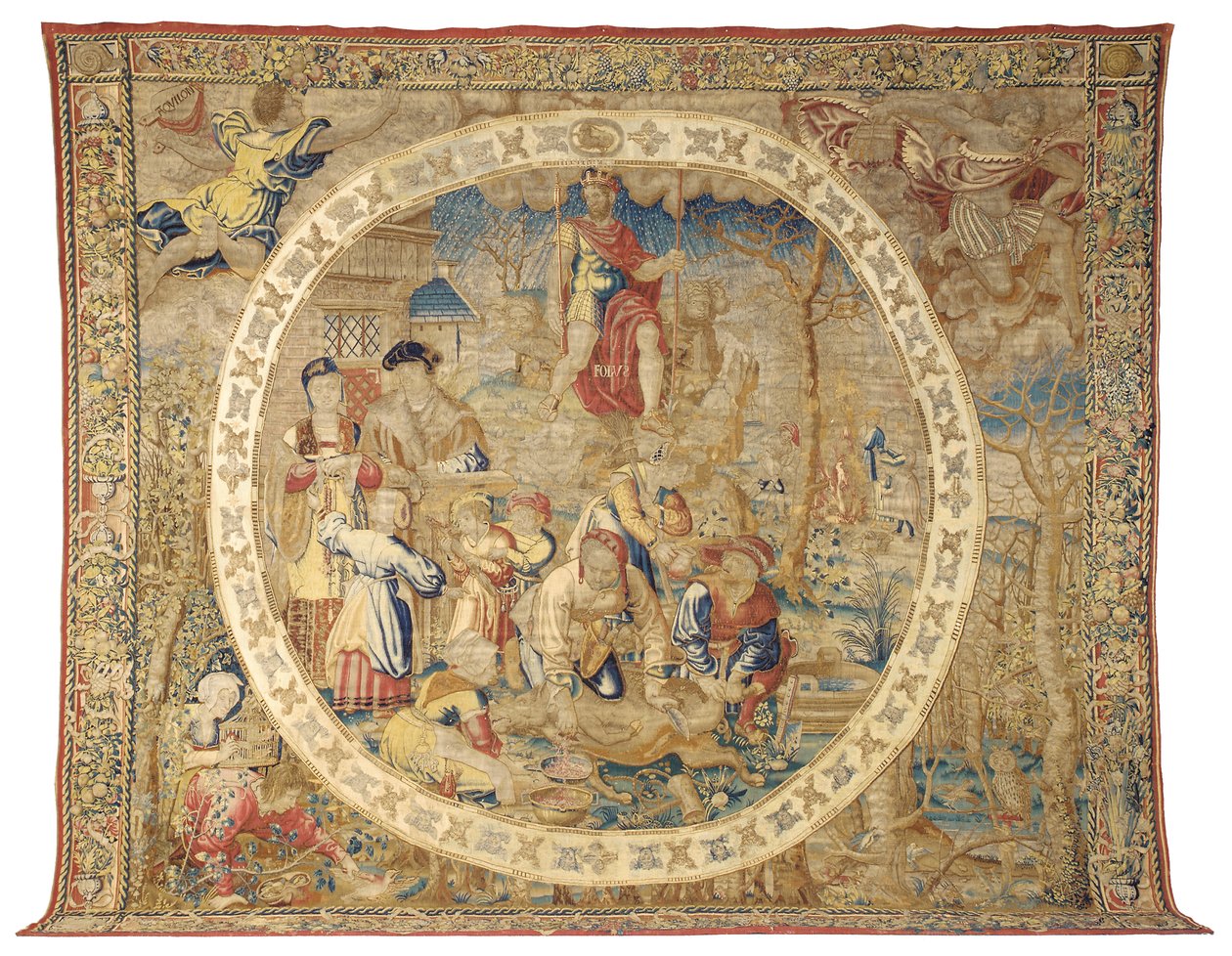 1525年頃の「メダリオン月間」の12月を描いたブリュッセルの寓意的なタペストリー 作： バーナード・ファン・オーリー