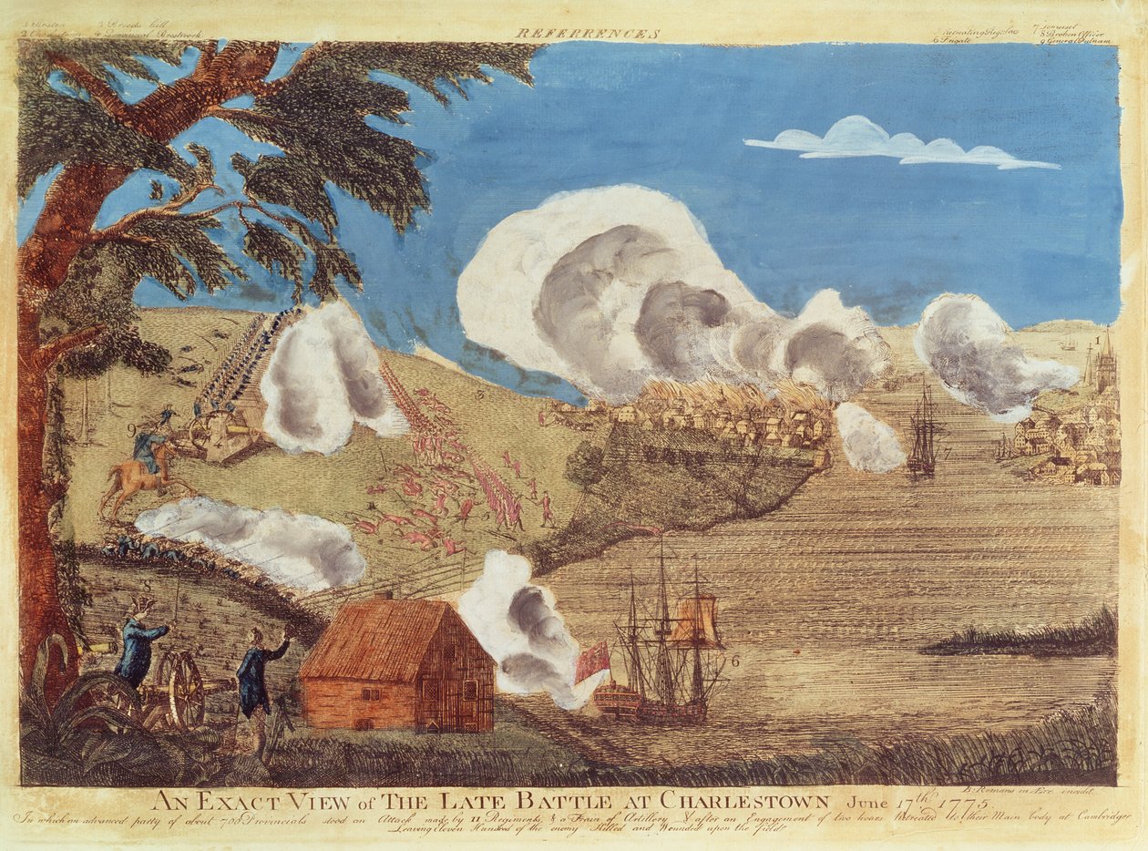 1775年6月17日のチャールズタウンでの後半戦の正確な眺め 作： バーナード・ロマンス
