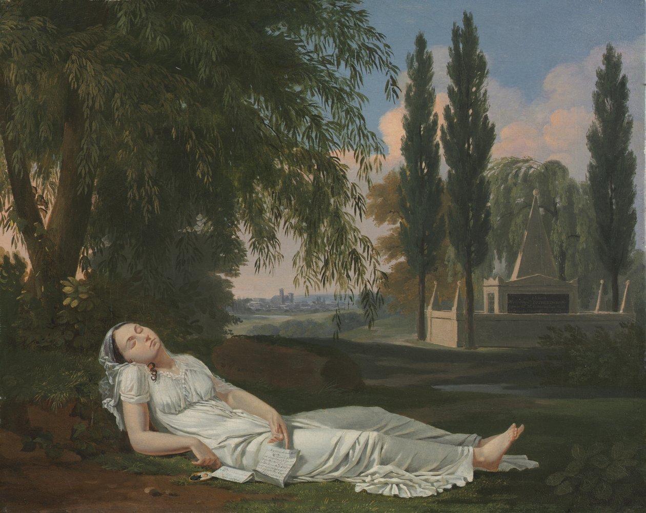 手紙のある風景の中で眠る女 1800年頃 油彩・カンヴァス 作： バーナード・ガイロット