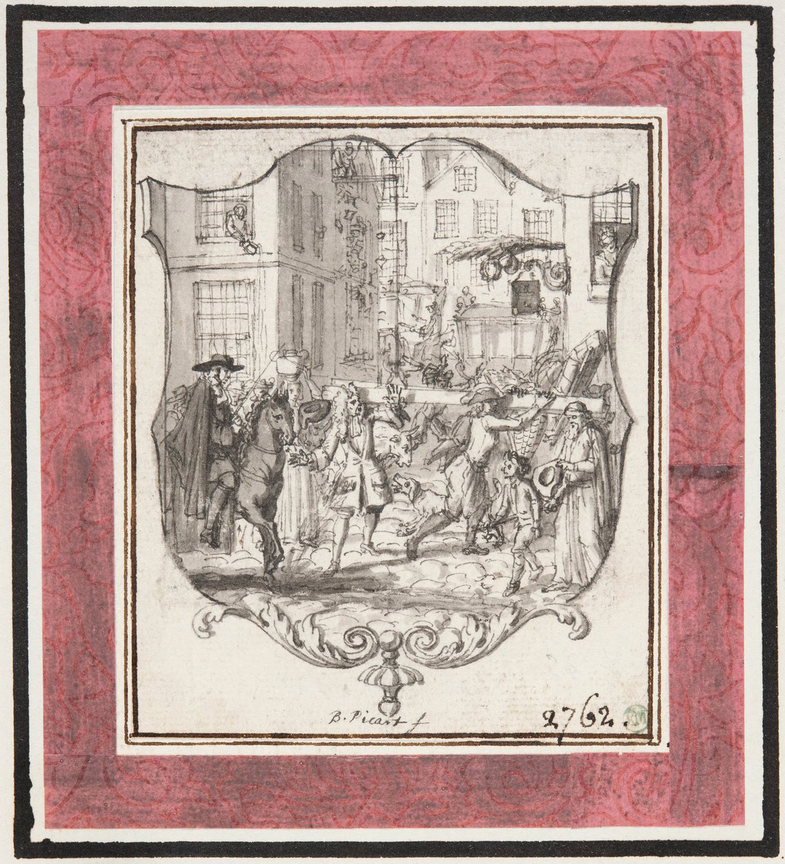 Vignette. Straßenszene eingefügt in Schildrahmen 作： バーナード・ピカール