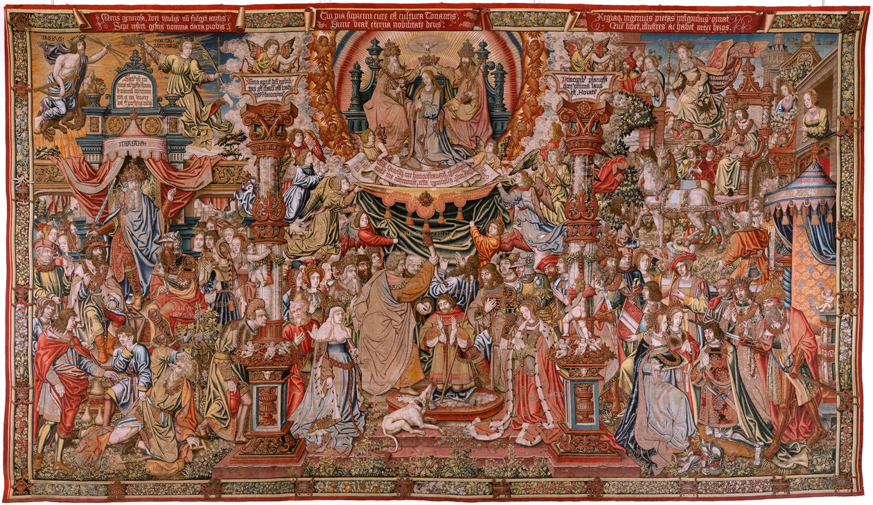 フランダースのタペストリー。 シリーズ The Honors; 貴族（ラ・ノブレザ）。 シリーズ4作目のタペストリー。 Bernard van Orley と Jan Gossaert (Mabuse) のサークルのモデル漫画家。 ブリュッセルのピーター・ファン・アールストのマニュファクチュール。 Ca 1550. ファブリック ゴールド、シルバー、シルク、ウー 作： バーナード・ファン・オーリー