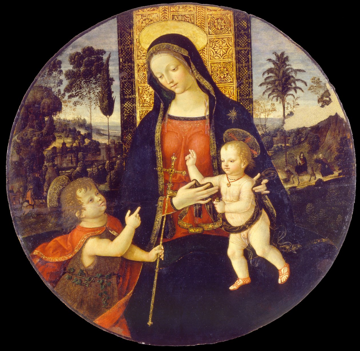 洗礼者ヨハネと一緒の聖母子、1490～1500年 作： Bernardino Pinturicchio
