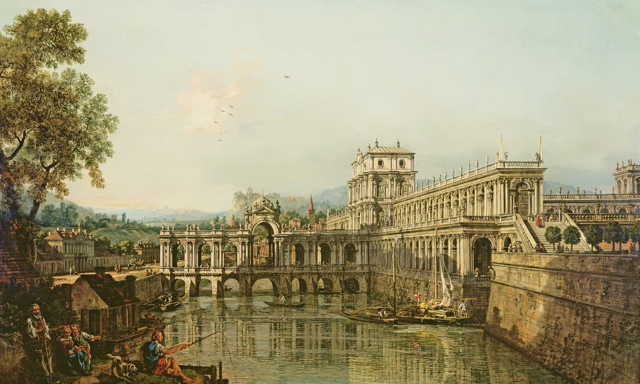 Architectural Capriccio、1765年頃 作： ベルナルド・ベロット（カナレット）