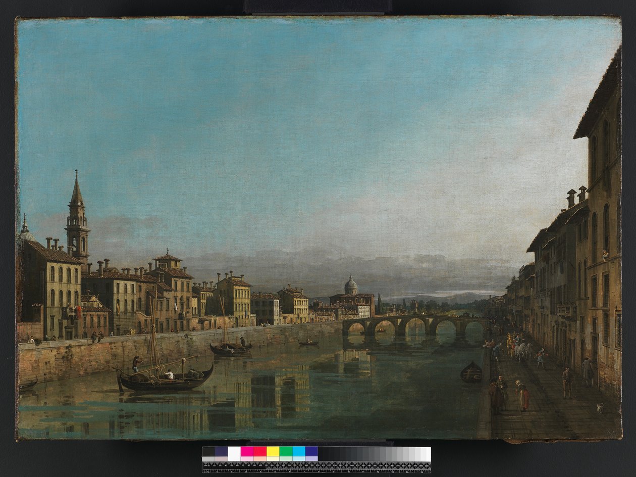 フィレンツェのアルノとポンテアラカライア、1745年頃 作： ベルナルド・ベロット（カナレット）