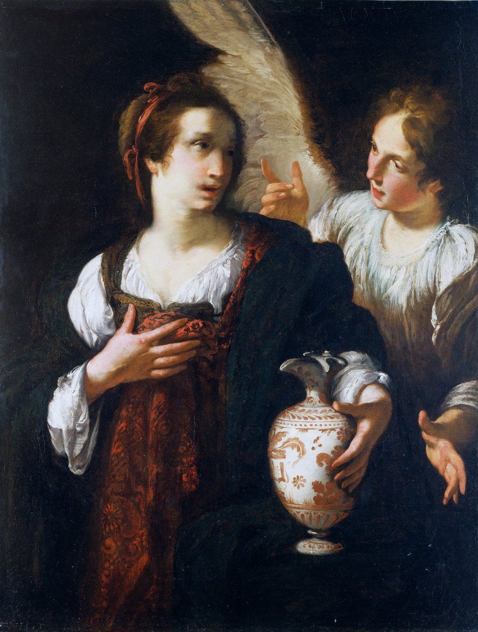 ハガルと天使、c。 1630年（キャンバスに油彩） 作： ベルナルド・ストロッツィ