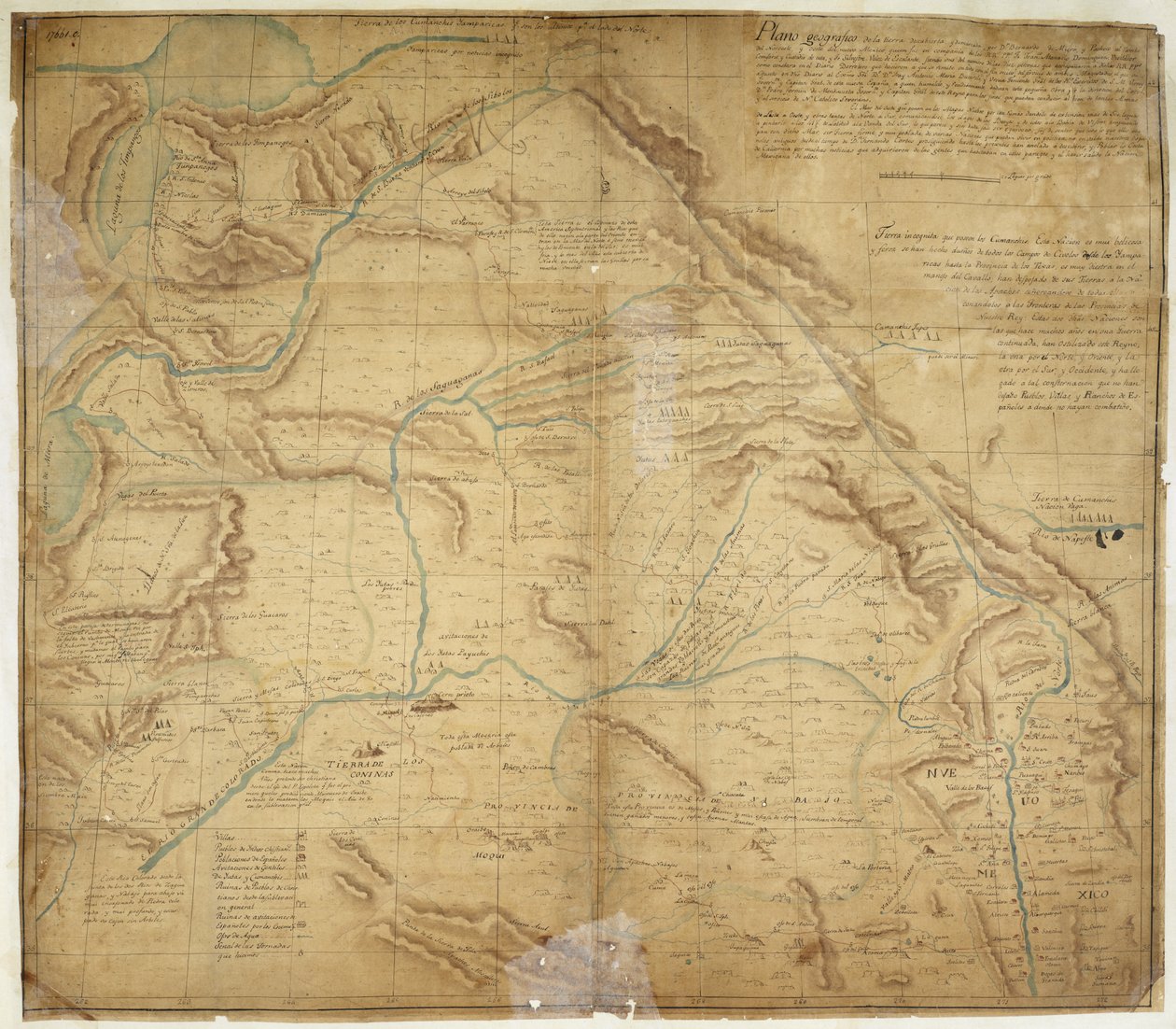 ニューメキシコの大部分とアッパーカリフォルニアの一部の地図 作： ベルナルドデミエライパチェコ