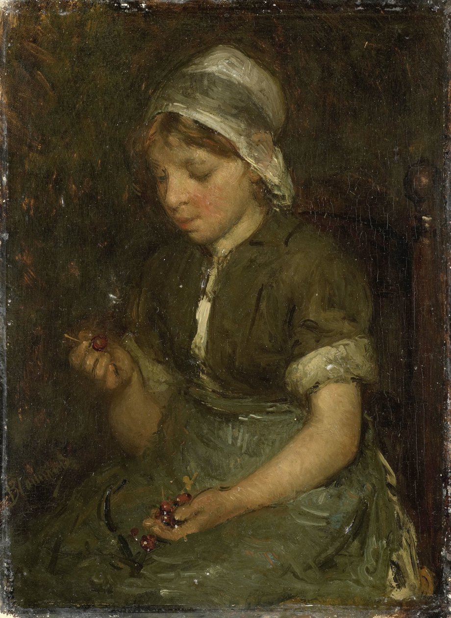 さくらんぼを持つ少女 作： Bernardus Johannes Blommers