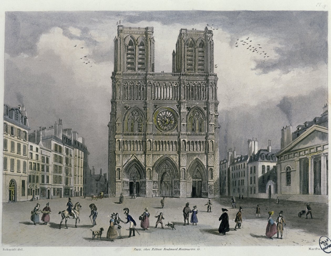 ノートルダム大聖堂、1832 作： ベルンハルト・シュミット