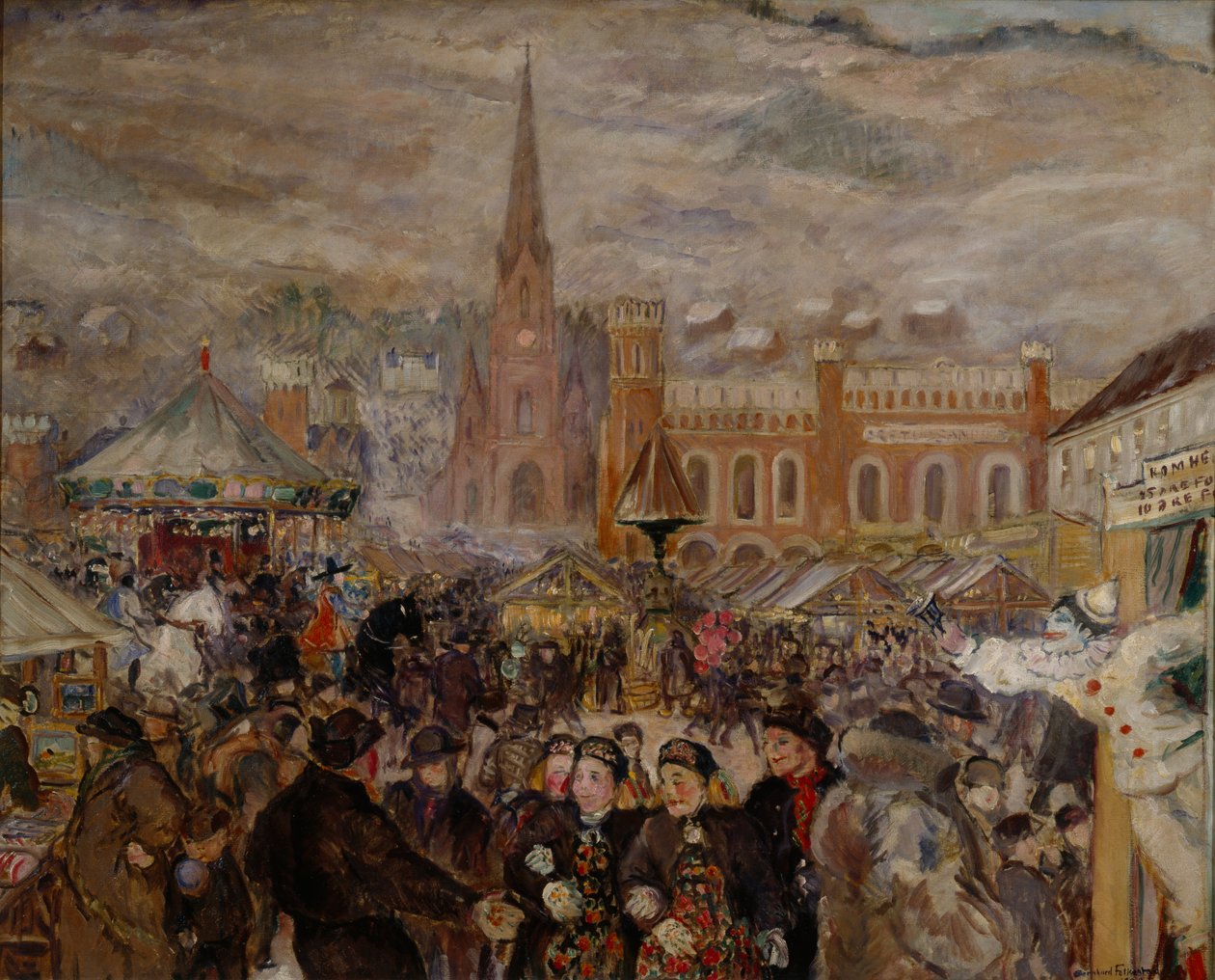 ドラメン市場（キャンバスに油彩） 作： Bernhard Dorotheus Folkestad