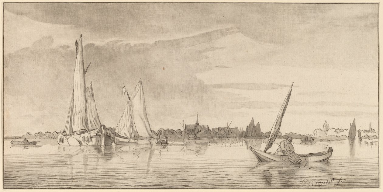 町のある川、1775年。 作： Bernhard Schreuder