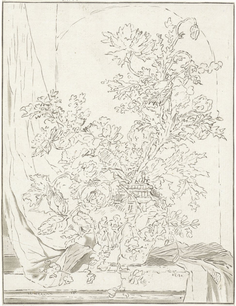 ニッチ用の花瓶と花 作： Bernhard Schreuder