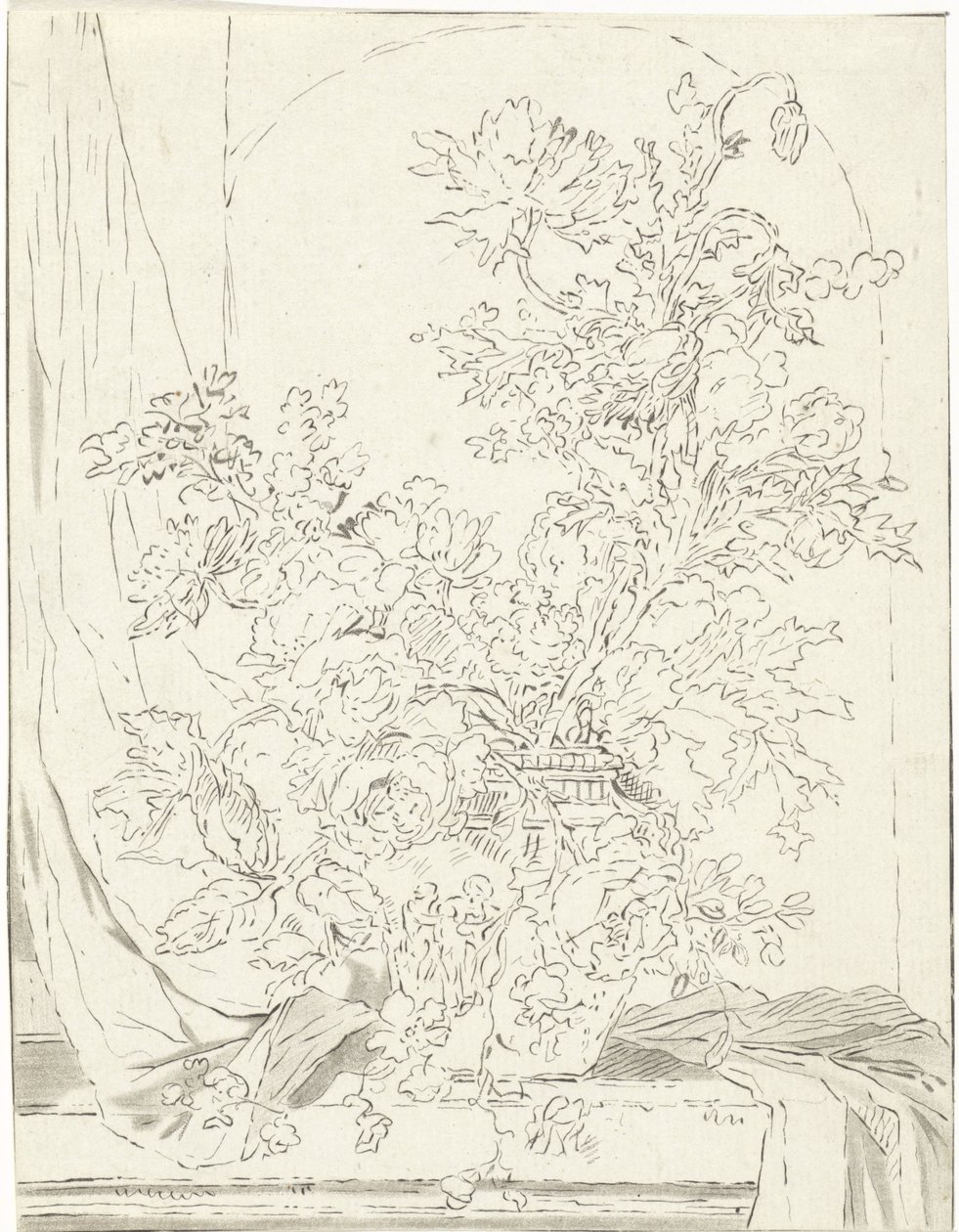 ニッチ用の花瓶と花 作： Bernhard Schreuder
