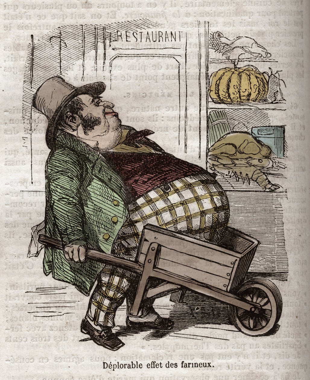 Obeite - Des Gourmands - deplorable effect des farineux - Jean Anthelme Brillat Savarinの "La Physiologie du gout "に掲載された彫刻。 作： バートール