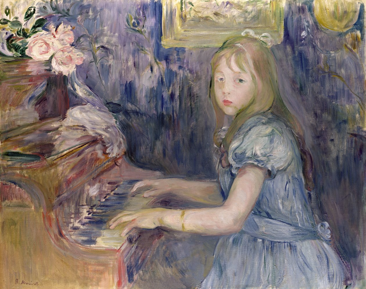 ピアノでのルーシー・レオン、1892 作： ベルト・モリゾ