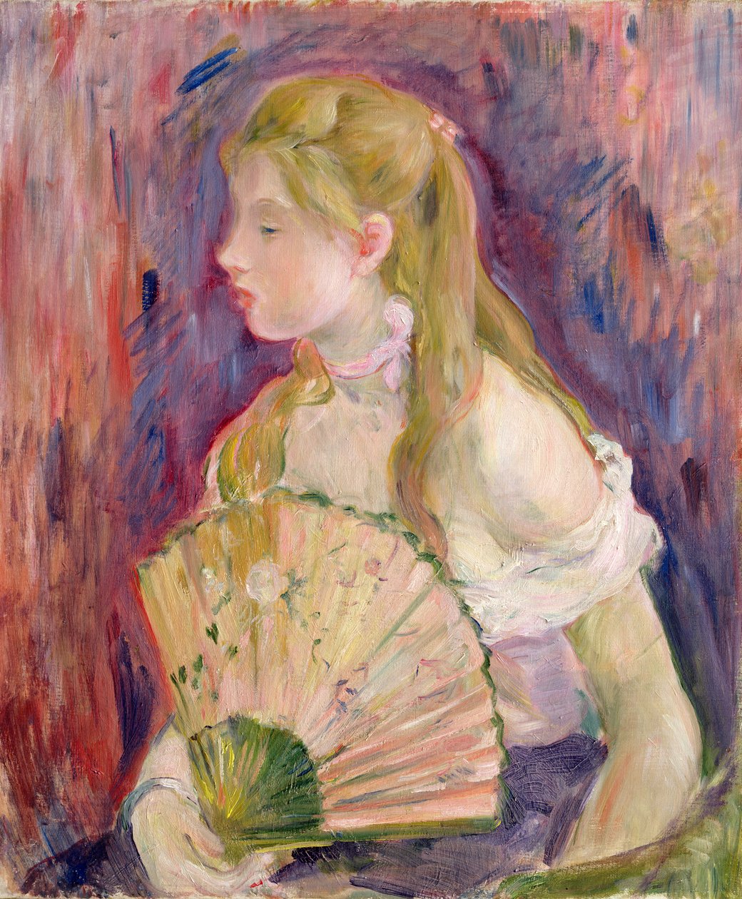 ファンを持つ少女、1893 作： ベルト・モリゾ