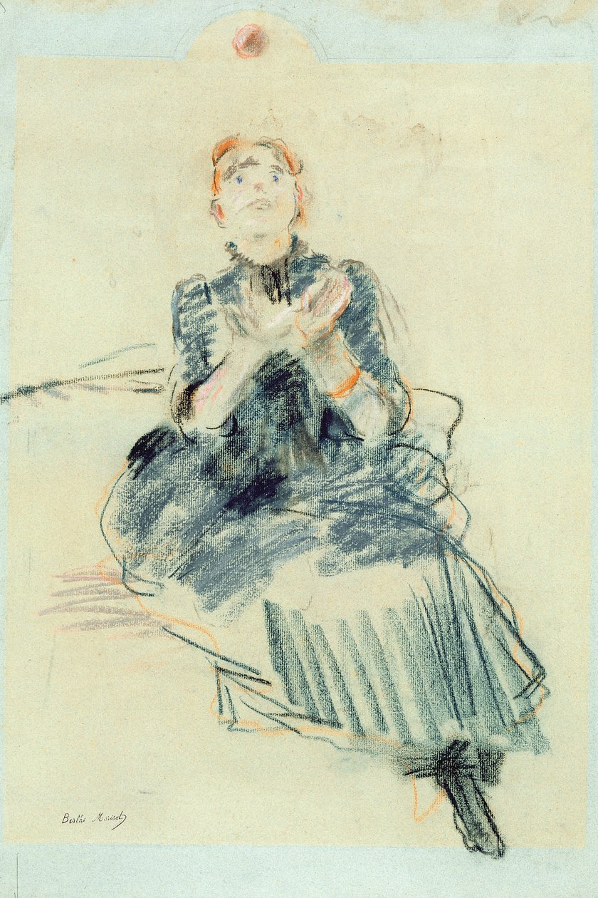 ボールで遊ぶ少女、1886年（紙にパステル） 作： ベルト・モリゾ